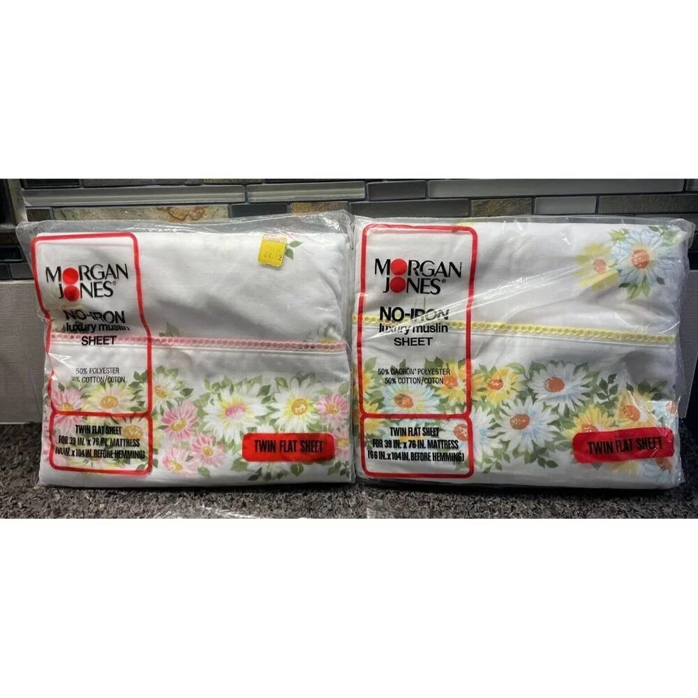 Morgan Jones Maytime Twin‎ Flat Sheet Set Of 2 Muslim No Iron 39” X 76” NEW VTG